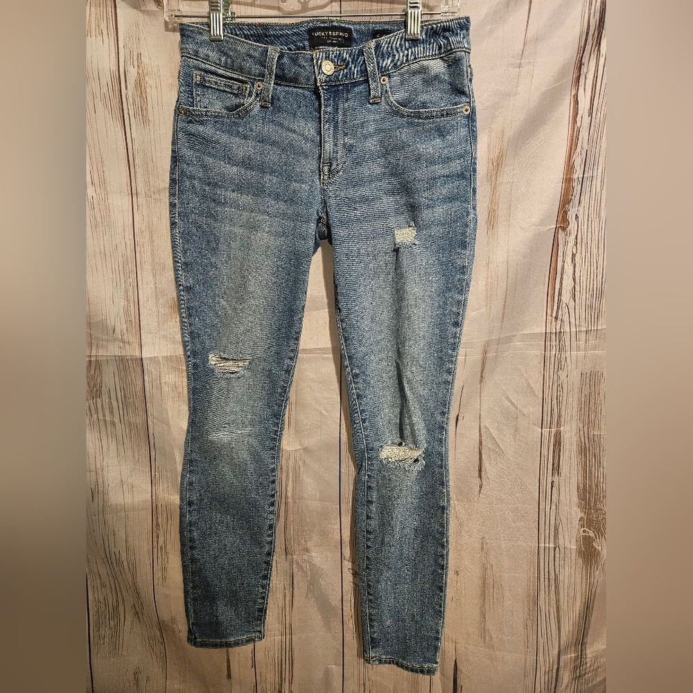 Lucky Brand Light Blue Skinny Distressed Jeans Size 4